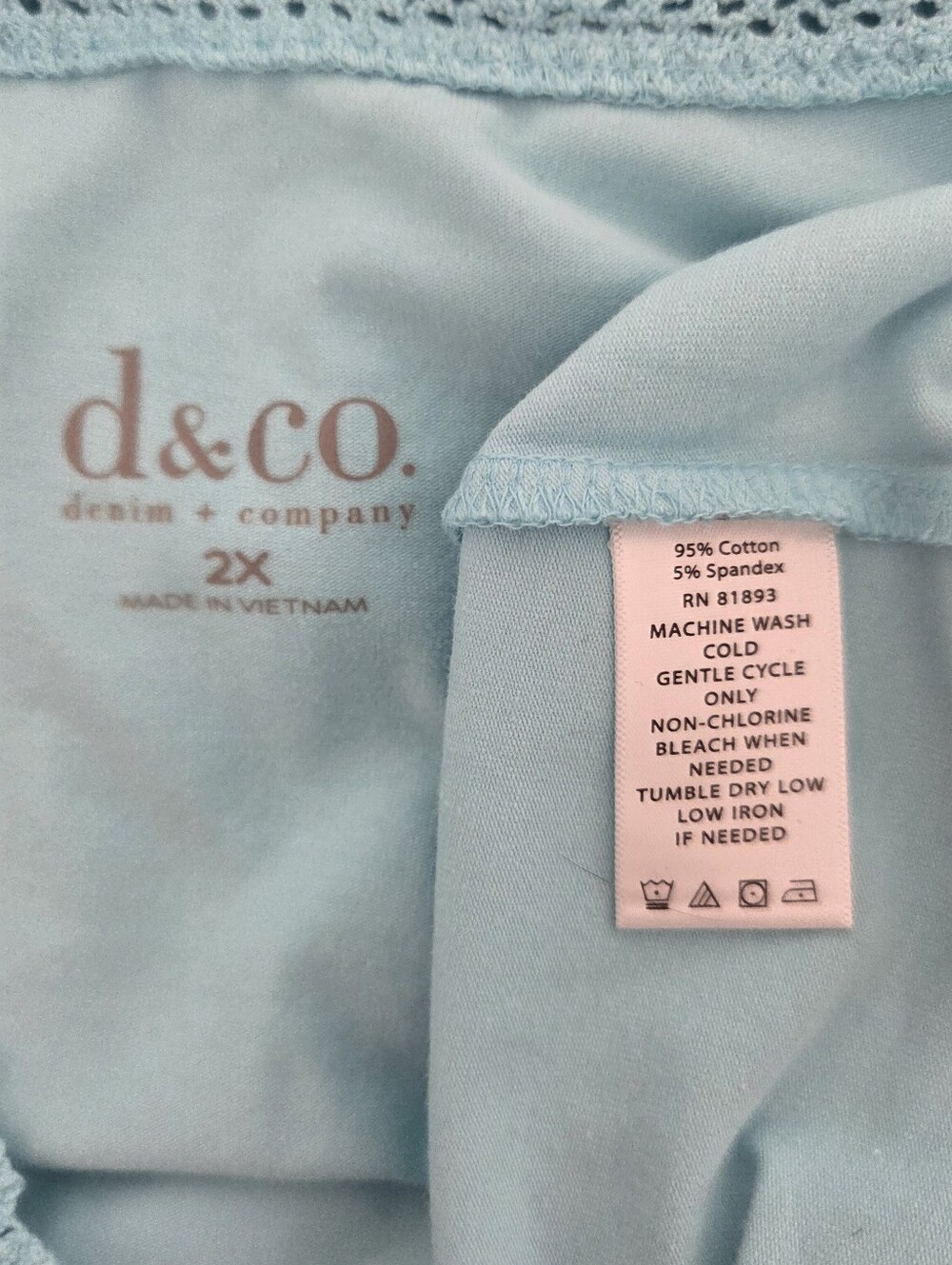 Denim & Co. Light Blue Perfect Jersey Maxi Dress Lace Trim NWOT - Picture 12 of 13